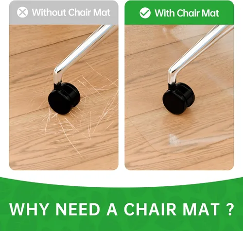 Vista 2 de 100pointONE Tapete para silla de oficina para suelos de madera dura, tapete para silla de computadora de fácil deslizamiento, protector de suelo