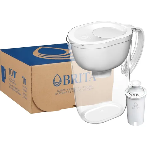 Vista 13 de Brita Jarra de filtro de agua de todo el día, blanco, grande, 10 taza, 1 cuenta