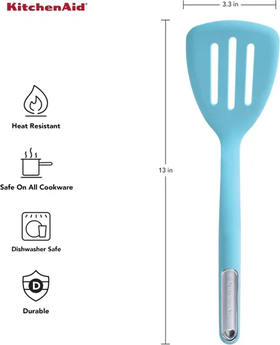 Vista 3 de KitchenAid Espátula ranurada de silicona, Aqua Sky