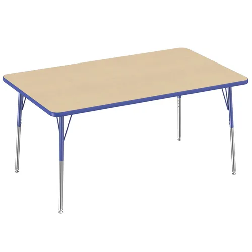 Vista 11 de FDP - Mesa rectangular para actividades escolares y de oficina (24 x 36 pulgadas), patas estándar con deslizadores giratorios, altura ajustable