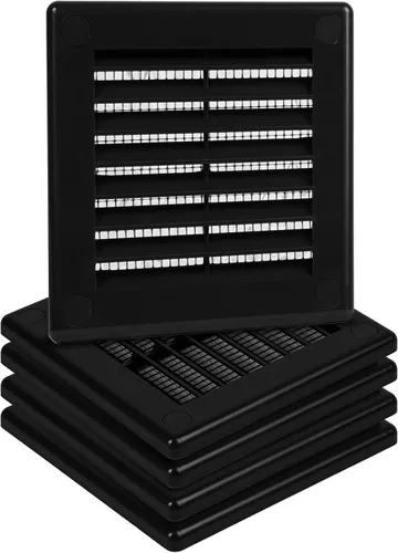 Vista 33 de Paquete de 2 cubiertas cuadradas de ventilación de aire de 4" x 4" (tamaño exterior) - Deflector de ventilación de plástico negro - Malla