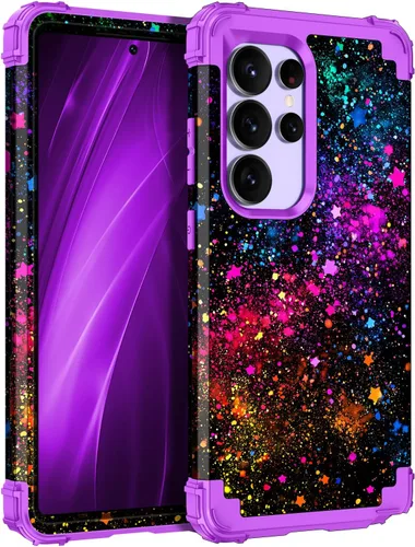 Vista 46 de Miqala Funda para Galaxy S21 FE 5G, brilla en la oscuridad, tres capas, resistente, protección a prueba de golpes, parachoques de plástico