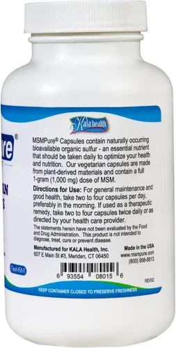 Vista 4 de KALA HEALTH MSMPure MSM Cápsulas 120 unidades y MSM Gel con Aloe Orgánico 8oz Bundle