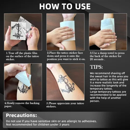 Vista 8 de Tatuajes temporales de personajes chinos, más de 50 diseños, tatuajes de letras negras de Pascua, palabra realista de larga duración, impermeable