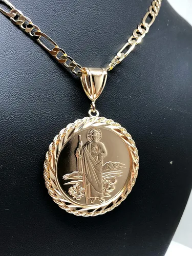 Vista 4 de Colgante San Judas Figaro 26 San Judas Tadeo Virgen Centenario Medalla Oro Laminado