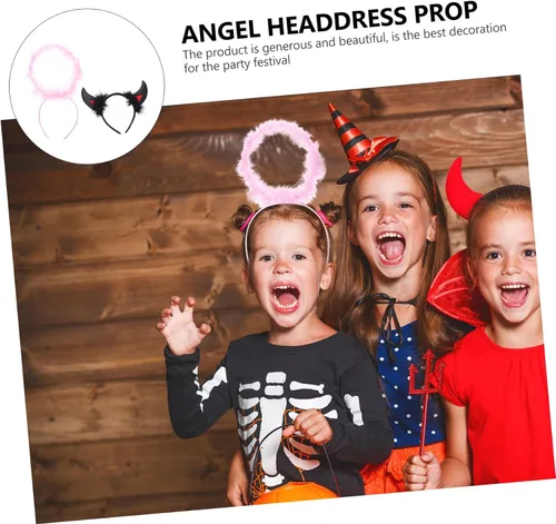 Vista 8 de NOLITOY 18 Pcs Halloween Headband Ox Horn Buckle Devil Horns Headband Horn Cosplay Headband Devil Headband Kids Hair Accessories Angel Headdress