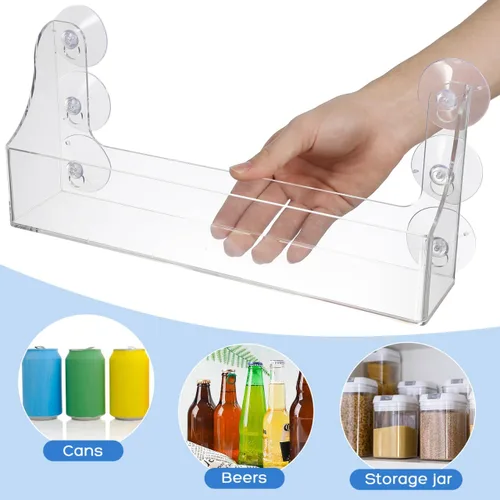 Vista 8 de Caja organizadora transparente, estante flotante de acrílico para pared, para baño, ventosa, ventana, para plantas de interior, jardín, 14,7 a 14.1