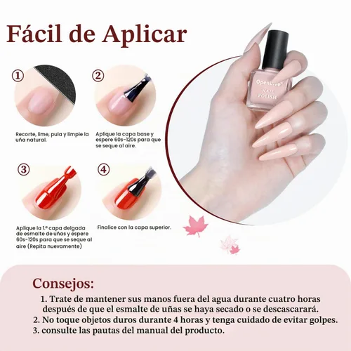 Vista 7 de OpenLive - Juego de 12 esmaltes de uñas de 0.2 fl oz con 2 esmaltes de uñas base y capa superior Esmalte de uñas de larga duración de secado