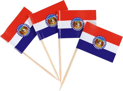 Vista 24 de JBCD Bandera de palillo de dientes de Arkansas Mini Banderas pequeñas para cupcakes de Arkansas, 100 piezas
