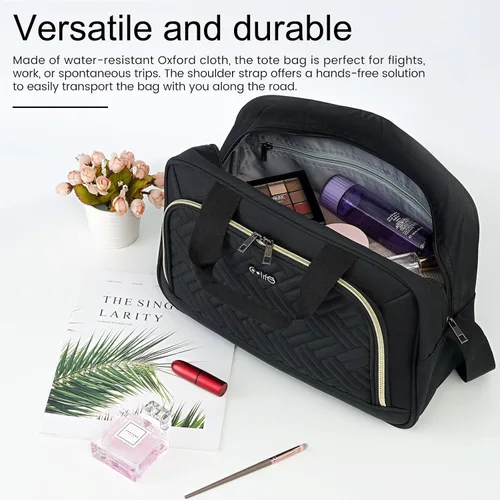 Vista 5 de Coolife Maleta de equipaje de mano con ruedas Softside Bolsa de viaje ligera con ruedas, Negro