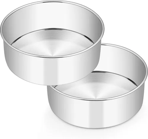 Vista 10 de E-far - Moldes redondos para tartas de 6 x 3 pulgadas, moldes para hornear tartas de acero inoxidable profundo para cumpleaños, boda, fiesta