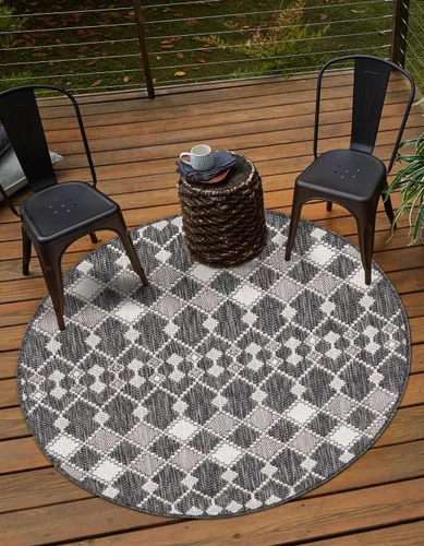 Vista 13 de Unique Loom Outdoor Trellis Collection - Alfombra de área - Traliccio (2 pies 2 pulgadas x 3 pies 1 pulgada, rectangular, carbón/marfil)