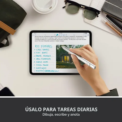 Vista 7 de Logitech Crayon - Lápiz digital para iPad, solo compatibilidad con puerto USB C, color plateado Featuring Apple Pencil technology, no lag
