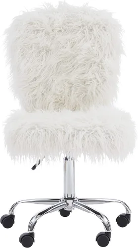 Vista 4 de Linon Cora Faux Flokati - Silla de oficina sin brazos, color blanco