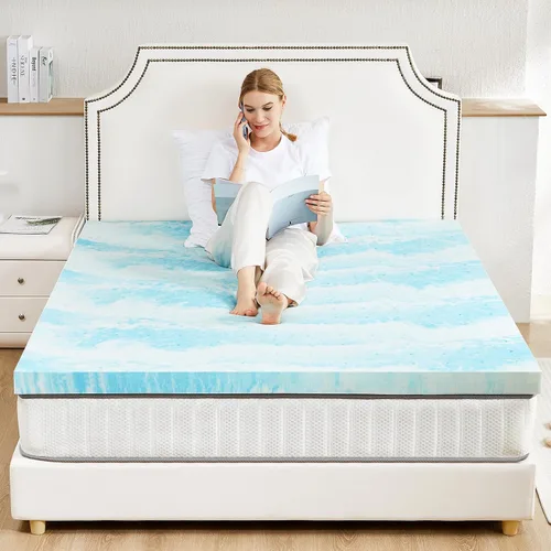 Vista 7 de Cubrecolchón Twin XL - Espuma viscoelástica de 2 pulgadas con infusión de gel refrescante para el dolor de espalda, certificado CertiPUR-US