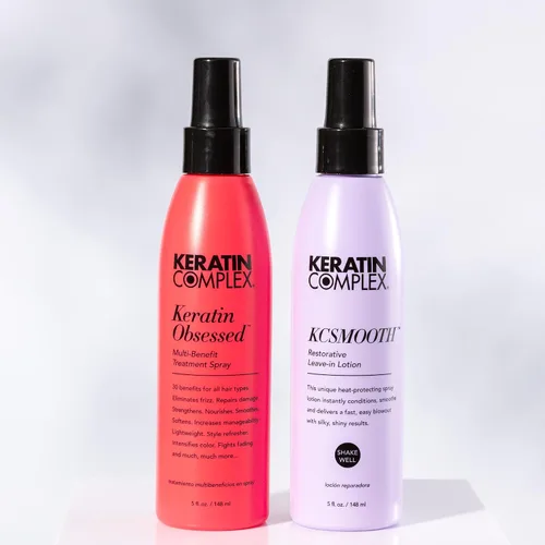 Vista 2 de Keratin Complex - Blow Dry Essential Smooth Kit - Obsesionado con queratina, 5 onzas líquidas + loción sin enjuague KCSMOOTH, 5 onzas líquidas