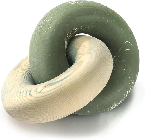 Vista 11 de EOSAHR Escultura Moderna de Nudo de Madera de Pino – Elegante Decoración de Cadena de Madera de 2 Eslabones para Mesa de Café, Estantería y Mesa
