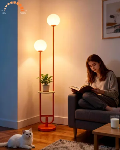Vista 17 de Lightdot Lámpara de pie rosa regulable de 60 pulgadas, lámparas de pie de mediados de siglo con 3 bombillas G9 de 3000 K de color blanco cálido