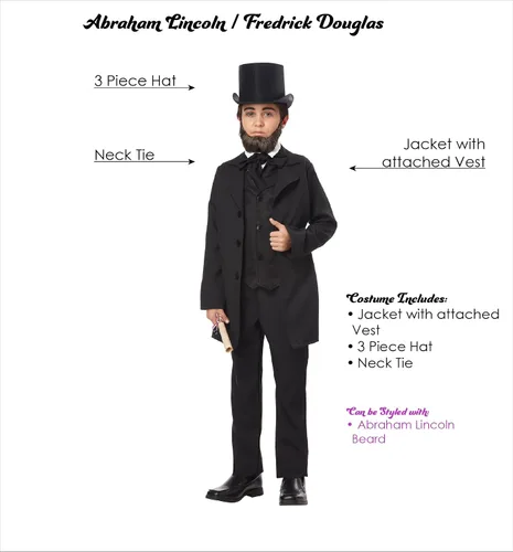 Vista 5 de California Costumes niños Abraham Lincoln/Frederick Douglass