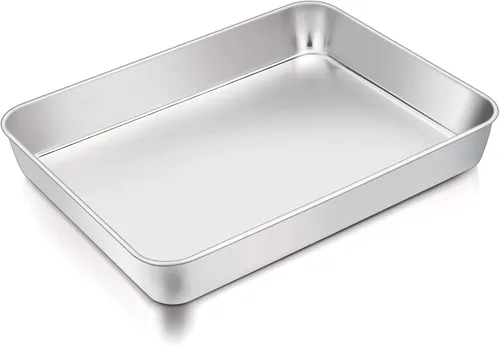 Vista 9 de TeamFar Sartén para lasaña, 9.4 x 7 x 2 pulgadas de acero inoxidable para hornear horneado profundo para horno tostador, sartén rectangular de Negro