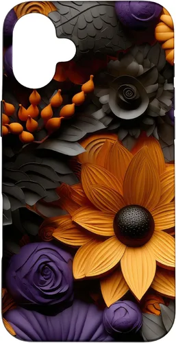 Vista 22 de iPhone 16 Halloween Flores Otoño Calabazas Caso