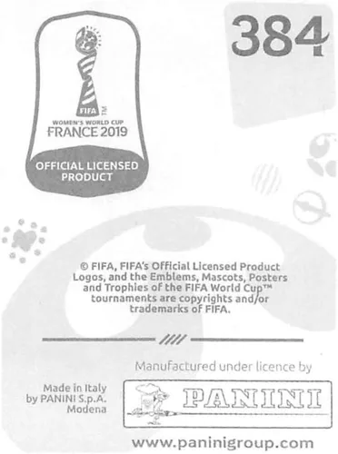 Vista 2 de 2019 Panini FIFA Women's World Cup France Album Stickers (Individual Sticker Only) Soccer #384 Hannah Wilkinson New Zealand 2 Inch by 2 1/2 Inch