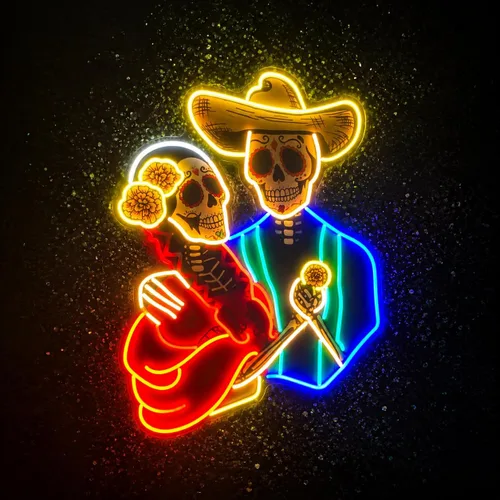 Vista 5 de Letrero de neón personalizado de Halloween, nombre LED espeluznante personalizado y luz de patrón, decoración de pared regulable para fiesta, porche