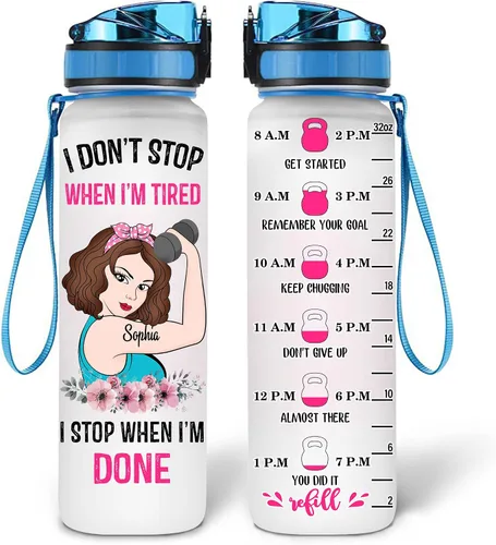 Vista 11 de Hyturtle Botella de agua motivacional personalizada de 32 onzas con objetivos de fitness de 1 litro, nombre personalizado con marcador de tiempo