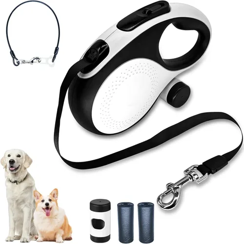 Vista 8 de Correa retráctil de 26 pies con cable resistente a la masticación para perros medianos a grandes de hasta 110 libras, correa de nailon resistente