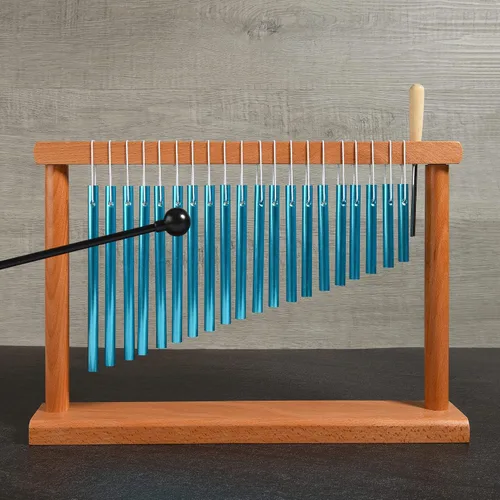 Vista 6 de Campana de Viento de Mesa de 20 Tonos, Campanilla, Instrumento de Percusión Musical con Mazo, Azul