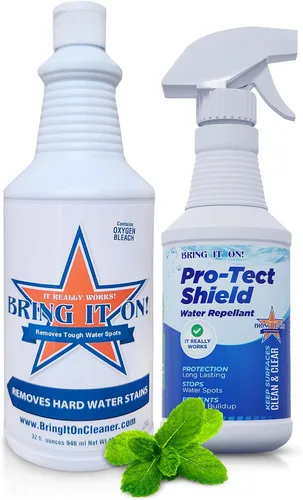 Vista 10 de BRING IT ON! CLEANER Sellador removedor de manchas de agua dura de 16 onzas, manchas de agua en el vidrio, acumulación de agua dura.
