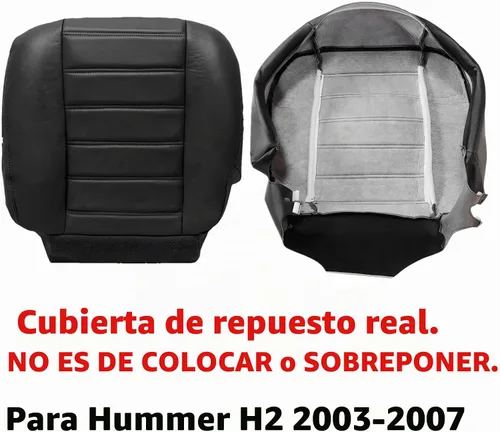 Vista 4 de SecosAutoparts Funda de asiento de cuero para conductor y pasajero, color negro, compatible con Hummer H2 2003 2004 2005 2006 2007
