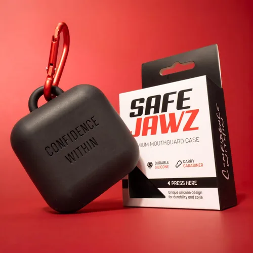 Vista 5 de SAFEJAWZ - Funda protectora bucal de alta calidad negra con clip de mosquetón Funda protectora bucal de silicona duradera y flexible para mantener