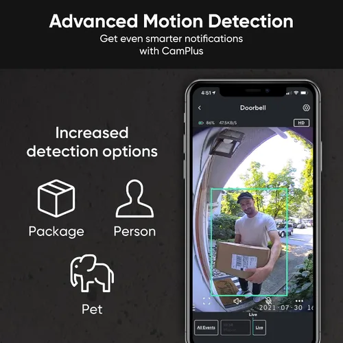 Vista 4 de Wyze Timbre inalámbrico con video Doorbell Pro (timbre incluido), video HD 1440, relación de aspecto 1:1: 1: vista de pies a cabeza, audio