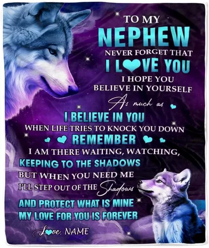 Vista 27 de Manta personalizada con texto en inglés «To My Nephew from Aunt Uncle Auntie I Love You Hugs» (texto en inglés) con texto en inglés «To My Nephew»