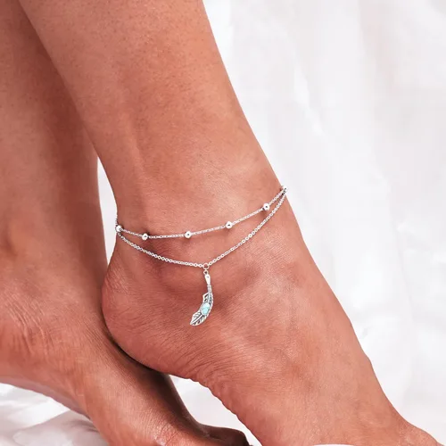 Vista 61 de CHIC & ARTSY Tobilleras de plata de ley S925 para mujer, pulsera de tobillo ajustable multicapa para playa, joyería de verano para mujer, de 10 a 11