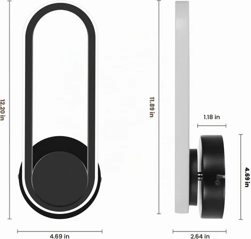 Vista 3 de XEYOU Aplique de pared moderno de 12 W, giratorio, 330°, para interiores, color negro, LED, para dormitorio, sala de estar, hotel, pasillo, pasillo