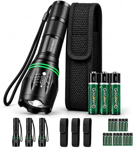 Vista 10 de HAUSBELL Linterna de 2000 lúmenes, paquete de 2 luces LED tácticas súper T8 Negro 2Pack