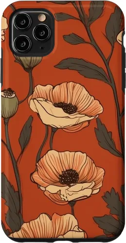 Vista 13 de iPhone 16 Floral Pattern Poppies Terracotta Poppy Flower Case
