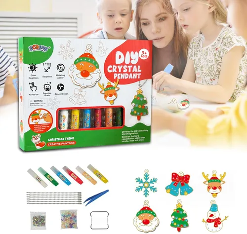 Vista 9 de Juego de manualidades y manualidades de pintura de cristal, kit de colgante de cristal para bricolaje, arte de pintura de ventana, kit de colgante