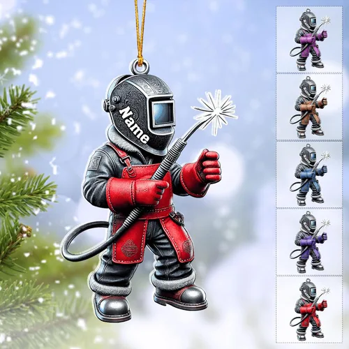 Vista 21 de Adornos de soldador personalizados, adorno de árbol de Navidad con nombre personalizado, regalo perfecto para soldador