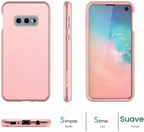 Vista 2 de SURITCH Funda para Samsung Galaxy S10e, 【Protector de pantalla integrado】【Compatible con carga inalámbrica】Cubierta trasera resistente híbrida Oro