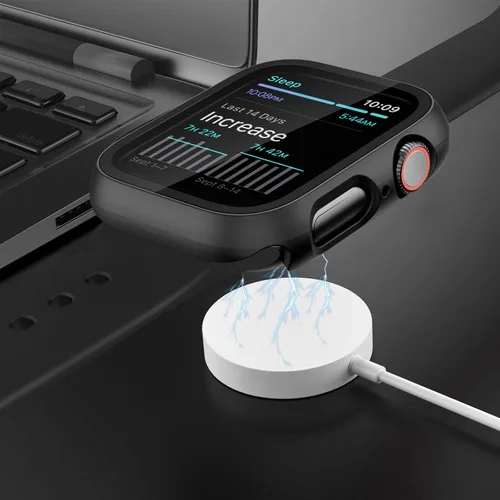 Vista 5 de JZK - 2 fundas con protector de pantalla de vidrio templado para Apple Watch Series 3/2/1 de 38 mm, ultradelgadas, de cobertura completa Negro/Negro