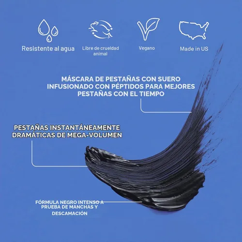 Vista 4 de Babe Original Babe Lash Mascara - A prueba de manchas, fórmula de larga duración y sin grumos, volumen construible, resistente al agua, negro