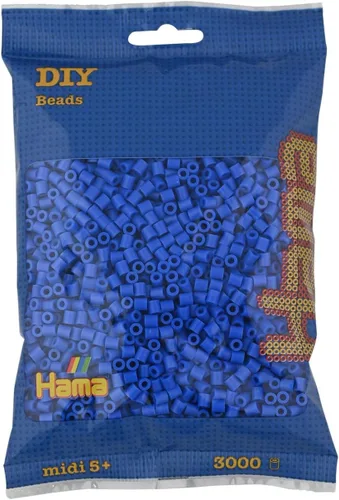 Vista 15 de Hama Perlen 201-49 Iron-On Beads Bag with Approx. 3000 Midi Craft Beads with Diameter 5 mm in Azure Blue, Creative Craft Fun for Young and Old