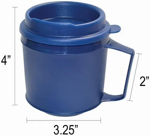 Vista 3 de Rehabilitation Advantage Taza de plástico aislada con tapa de vaso (8 onzas), azul, sin