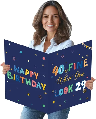 Vista 20 de Idealmuzik Tarjeta Jumbo de Feliz 10º Aniversario – Tarjeta de Felicitación de Congratulaciones Grande Plegada de 14x22 Pulgadas con Sobre, Tarjeta