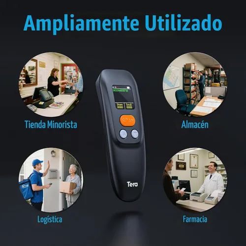 Vista 8 de Tera Escáner de código de barras 2D inalámbrico portátil: BT 2.4G USB 1.4