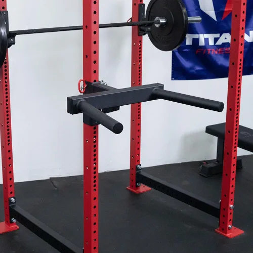 Vista 3 de Titan Fitness Barra de inmersión en Y para bastidores de potencia serie T-3, accesorio de inmersión montado en rack, capacidad de 500 libras