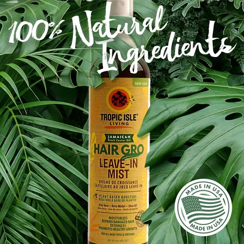 Vista 6 de Tropic Isle Living Hair Gro Leave-In Mist 8oz Aceite de ricino negro jamaicano con agua de rosas, aloe vera y aceite de karité infundido